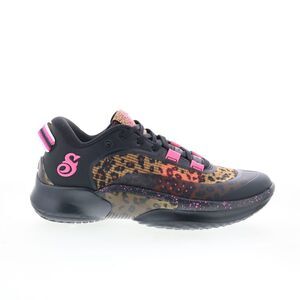 Black & Leopard Print Women's Athletic Sneakers with Pink Accents